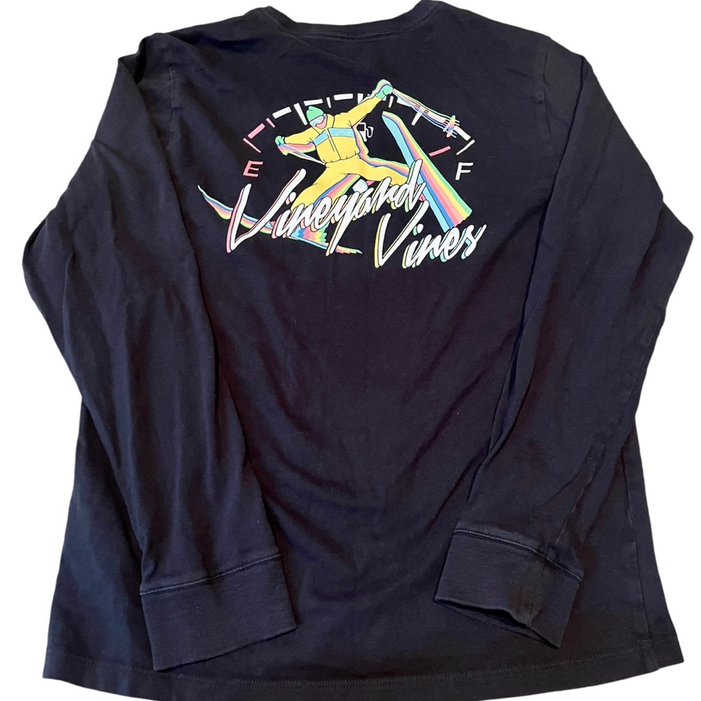 Vineyard Vines boys vintage style ski screenprint black long sleeve size 12